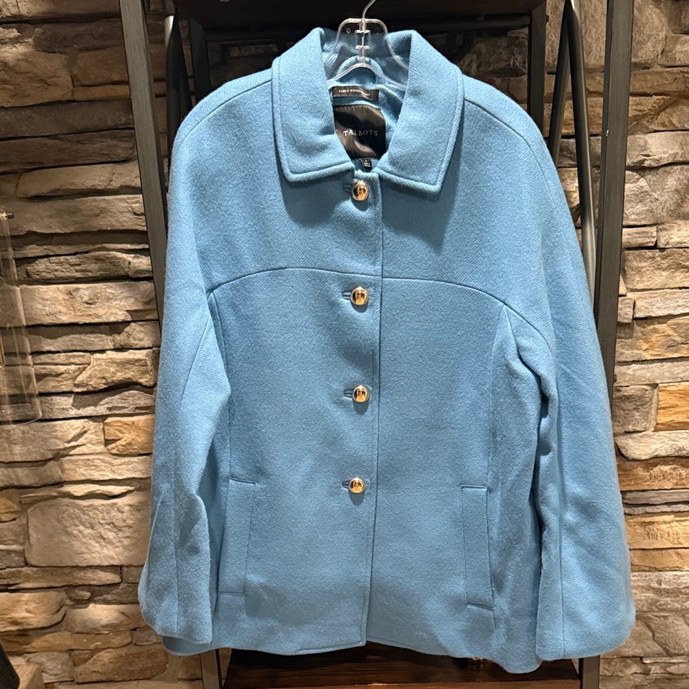 Talbots Light Blue Pea Coat Size L